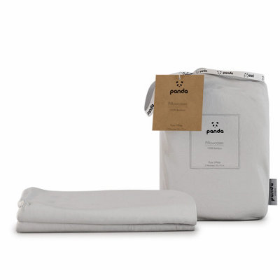 Panda 100% Bamboo Pillowcases - Pure White Pair - Image 3