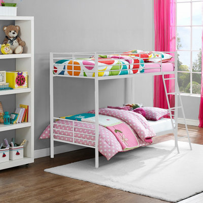 Dorel White Bunk Bed Convertible Metal Single