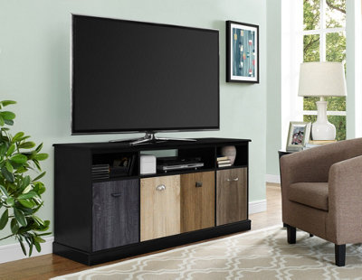 B&Q -  Home Mercer Tv Console With 4 Doors Multicolour/black