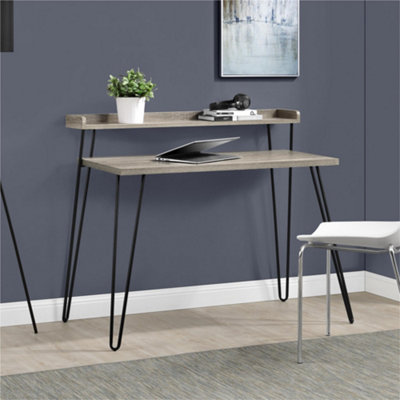 Dorel Home Haven Retro Desk With RiserMat Distressed Grey Oak Effect from B&Q