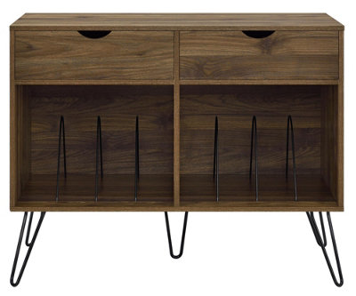 Novogratz Concord Turntable Stand With 2 Drawers Walnut Look from B&Q