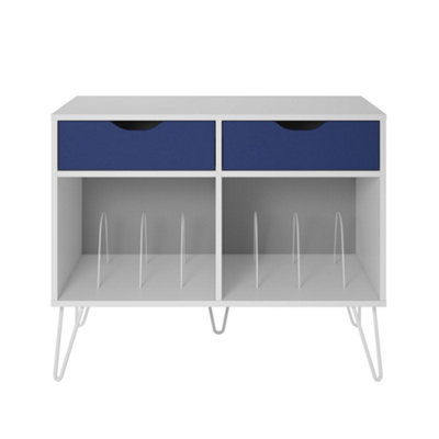 Novogratz Condord Turntable Stand With 2 Drawers White / Blue from B&Q