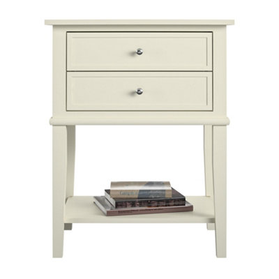 B&Q -  Home Franklin 2 Drawer End Table In White