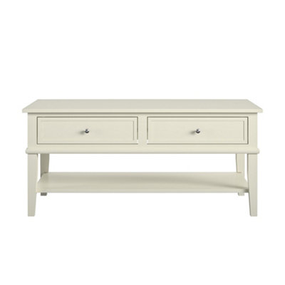B&Q -  Home Franklin 2 Drawer Coffee Table In White