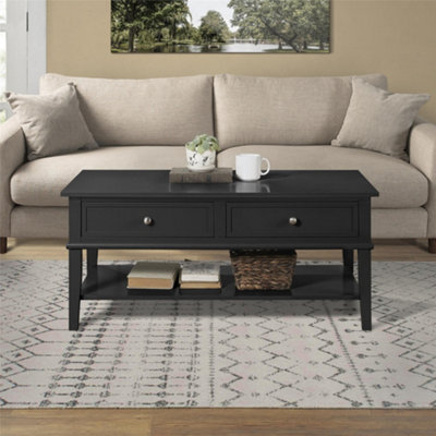 B&Q -  Home Franklin 2 Drawer Coffee Table In Black