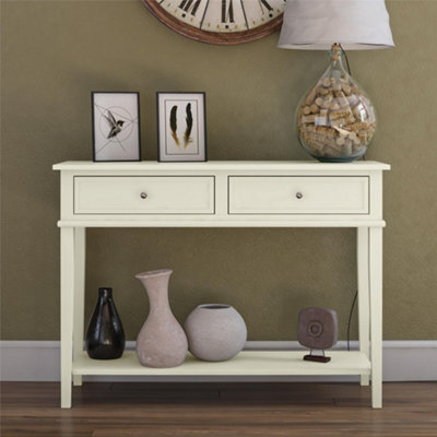 B&Q -  Home Franklin 2 Drawer Console Table In White