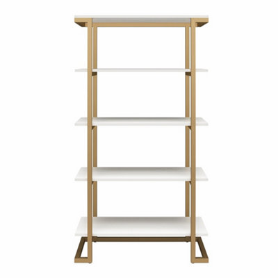 Dorel Camila 5 Shelf Bookcase White / Golden from B&Q