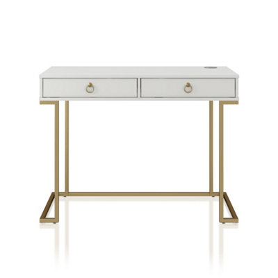 Dorel Camila Writing Desk In White / Golden from B&Q