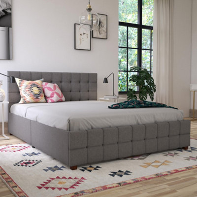 B&Q -  Home Elizabeth Bed Double Uk Grey Linen