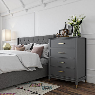 B&Q -  Home Westerleigh 4 Drawer Dresser Graphite Grey