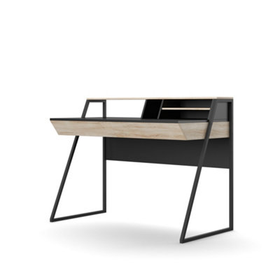 Alphason Salcombe Desk In Black Light Oak Look from B&Q