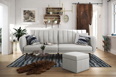 Novogratz Brittany Sofa Bed In Fabric Light Grey from B&Q