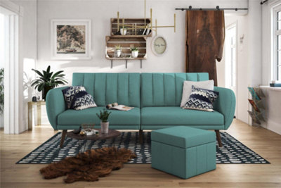 B&Q -  Dorel Home Brittany Sofa Bed In Fabric Light Blue