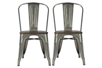 B&Q -  Home Fusion Dining Chair In Metal In Gun Metal2 Pieces