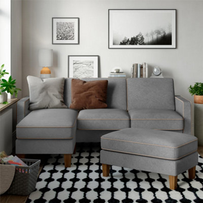 Novogratz Bowen Ottoman In Fabric Grey from B&Q