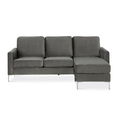 Novogratz Chapman Sectional Sofa In Velvet Grey from B&Q