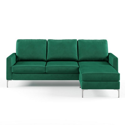 Novogratz Chapman Sectional Sofa In Velvet Green from B&Q