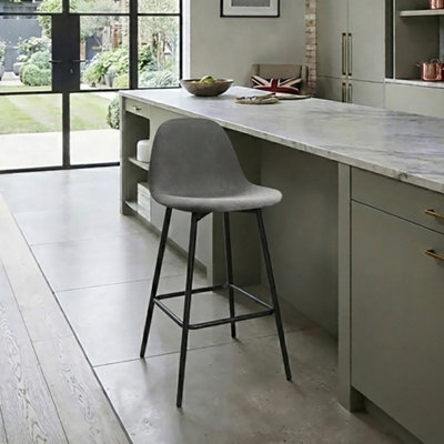 B&Q -  Home Calvin Counter Stool In Velvet Grey