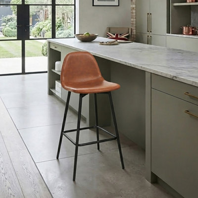 B&Q -  Home Calvin Counter Stool In Pu Camel