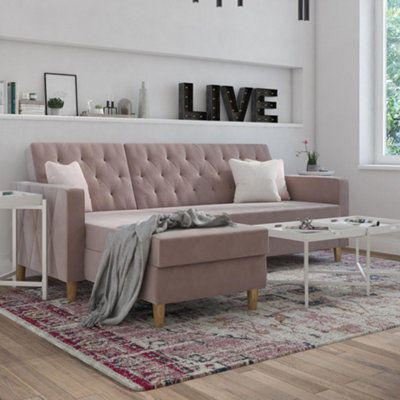 B&Q -  Home Liberty Sectional Futon With Storage Pink