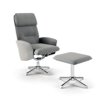 Alphason Belding Recliner And Stool In Pu Grey from B&Q