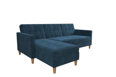 Dorel Hartford Sectional Sofa Bed Chenille Blue With Storage from B&Q