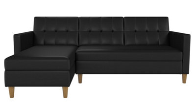 B&Q -  Home Hartford Sectional Sofa Bed In Pu Black