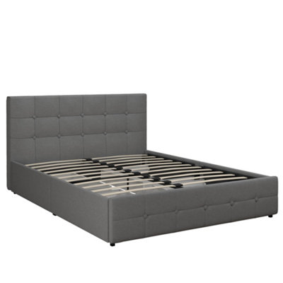 Dorel Home Rose Bed With Storage Fabric GreyDouble from B&Q