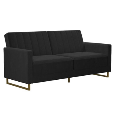 Novogratz Skylar Sofa Bed In Velvet Black