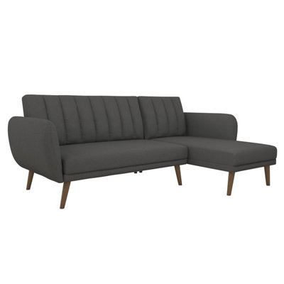 Novogratz Brittany Sectional Sofa Bed In Linen Look Dark Grey from B&Q