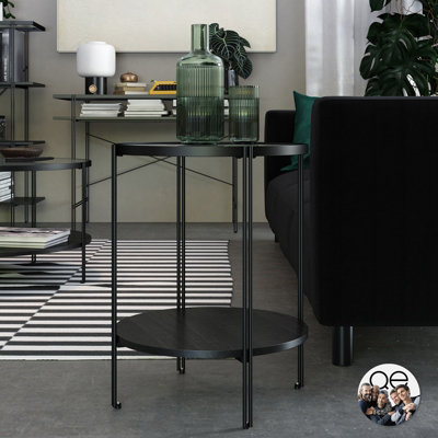 B&Q -  Home Wainwright Round End Table Black Oak