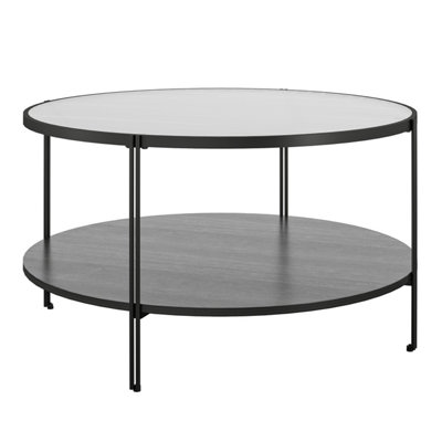 B&Q -  Home Wainwright Round Coffee Table Black Oak Look