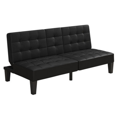 B&Q -  Home Adalynn Convertible Sofa Bed Faux Leather Black