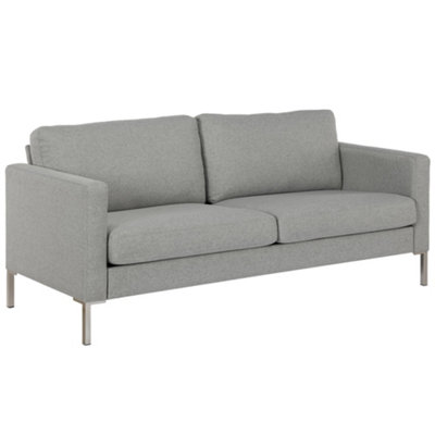 B&Q -  Home Fabry 3-Seater Sofa In Fabric Grey With Steel Legs