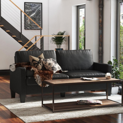 B&Q -  Home Rylie 2-Seater Sofa In Faux Leather Black