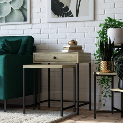 B&Q -  Home Tamlin Nesting End Table Linseed Oak