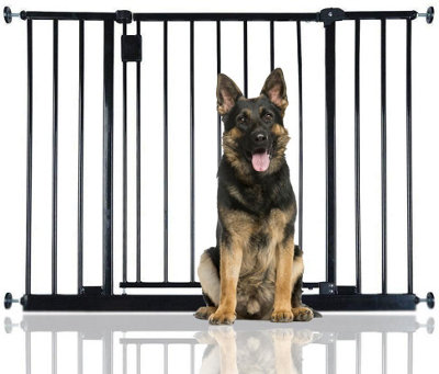 Bettacare Extra Wide Hallway Dog Gate97Cm103CmBlackPressure Fit Pet GatePuppy Safety Barrier from B&Q