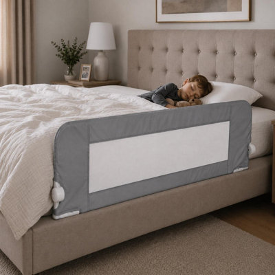 Safetots Extra Tall Bed Rail, 140Cm Wide X 60Cm Tall, Toddler Bed Guard For Safety Grey