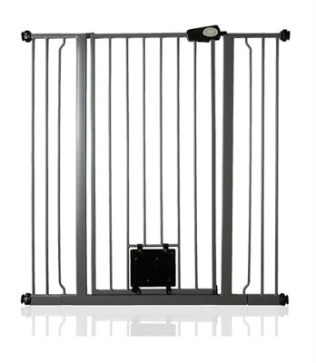 Bettacare Grey Pet Gate With Lockable Cat Flap, - 108.4Cm, Slate 104Cm In Height 100.8Cm