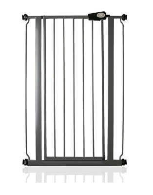 Safetots Grey Extra Tall Narrow Metal Safety Gate Pressure Fit, - 75Cm, Slate 104Cm In Height, Extra Tall Baby Gate 68.5Cm