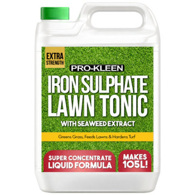 Pro-Kleen Lawn Tonic Liquid Iron Sulphate Quality Ferrous Conditioner Fertiliser Grass Greener Turf Hardener 5L from B&Q