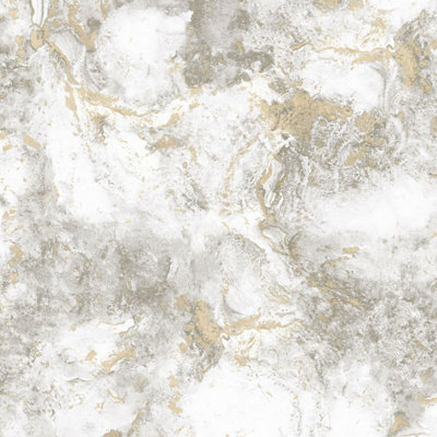 Luxe Collection Marble Heavyweight Vinyl Wallpaper Grey / Gold World Of Wallpaper Wow088 from B&Q
