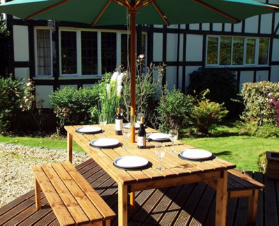 Charles Taylor Trading Charles Taylor Six Seater Rectangular Table Set (With Form Benches) from B&Q