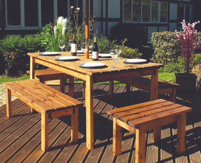 Charles Taylor Trading Charles Taylor Eight Seater Rectangular Table Set (With Form Benches) from B&Q