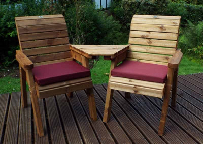 Charles Taylor Trading Twin Companion Set Angled With CushionsW180 X D90 X H98Fully AssembledBurgundy from B&Q