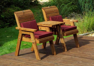 Charles Taylor Trading Twin Companion Set Straight With CushionsW160 X D74 X H98Fully AssembledBurgundy from B&Q