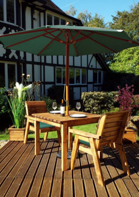 Charles Taylor 2 Seater Wooden Garden Bistro Dining Table & Chairs Green from B&Q