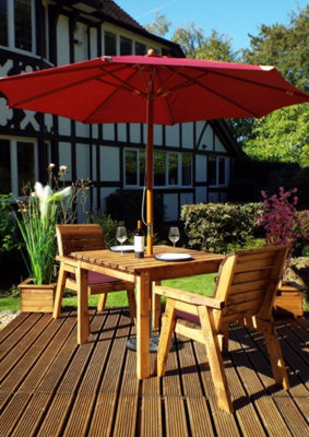 Charles Taylor 2 Seater Wooden Garden Bistro Dining Table & Chairs Red from B&Q