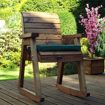 Charles Taylor Wooden Garden Rocker Seat Rocking Chair & Green Cushion from B&Q