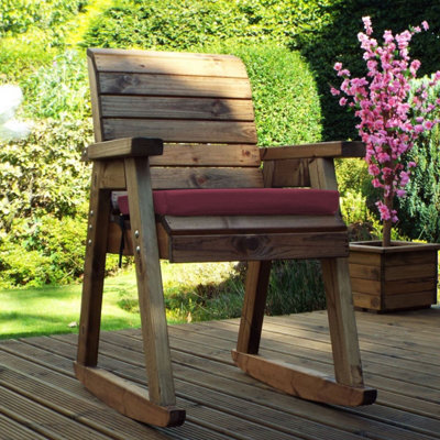 Charles Taylor Wooden Garden Rocker Seat Rocking Chair & Red Cushion from B&Q